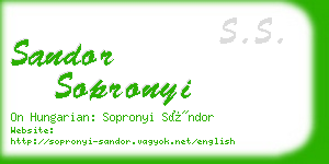 sandor sopronyi business card